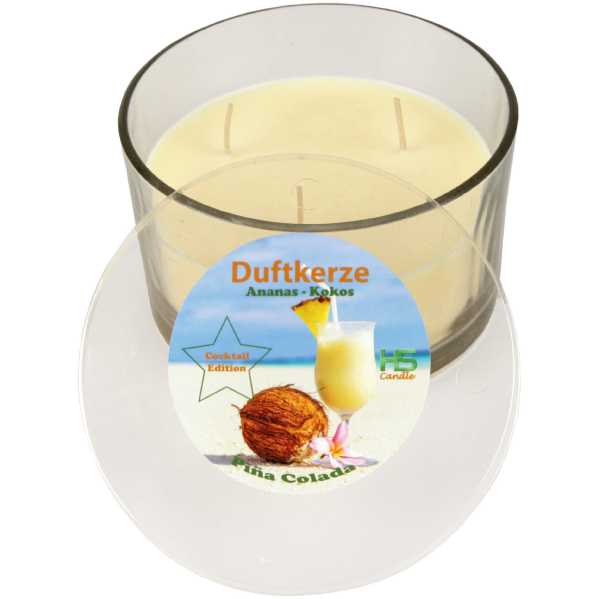 DUFTKERZE "Cocktail Edition" Pina Colada - Creme, Naturmaterialien (13/8cm)
