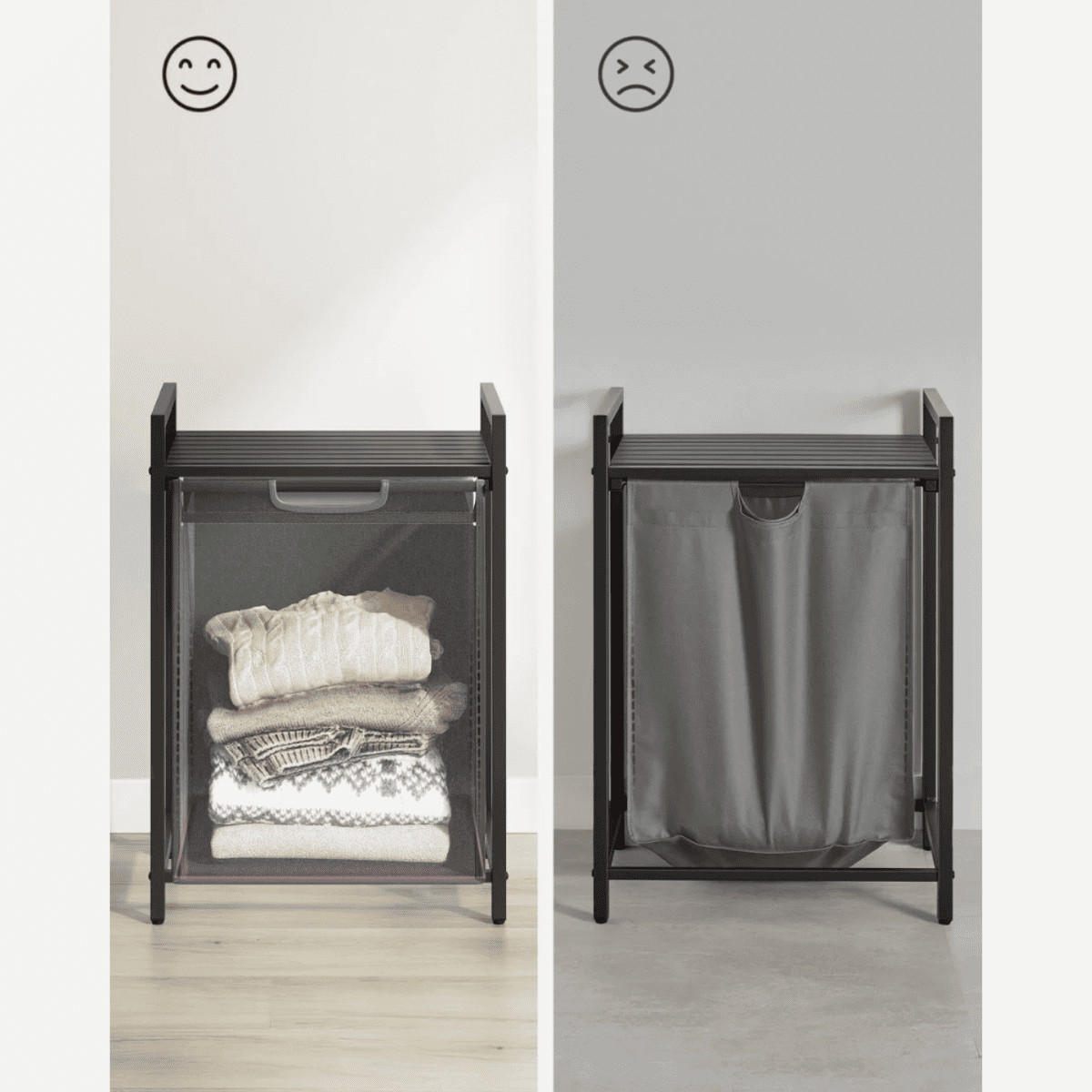 WÄSCHEKORB 1 Schublade - L50 cm - Anthrazit, Holzwerkstoff (33/76/50cm) - Calicosy