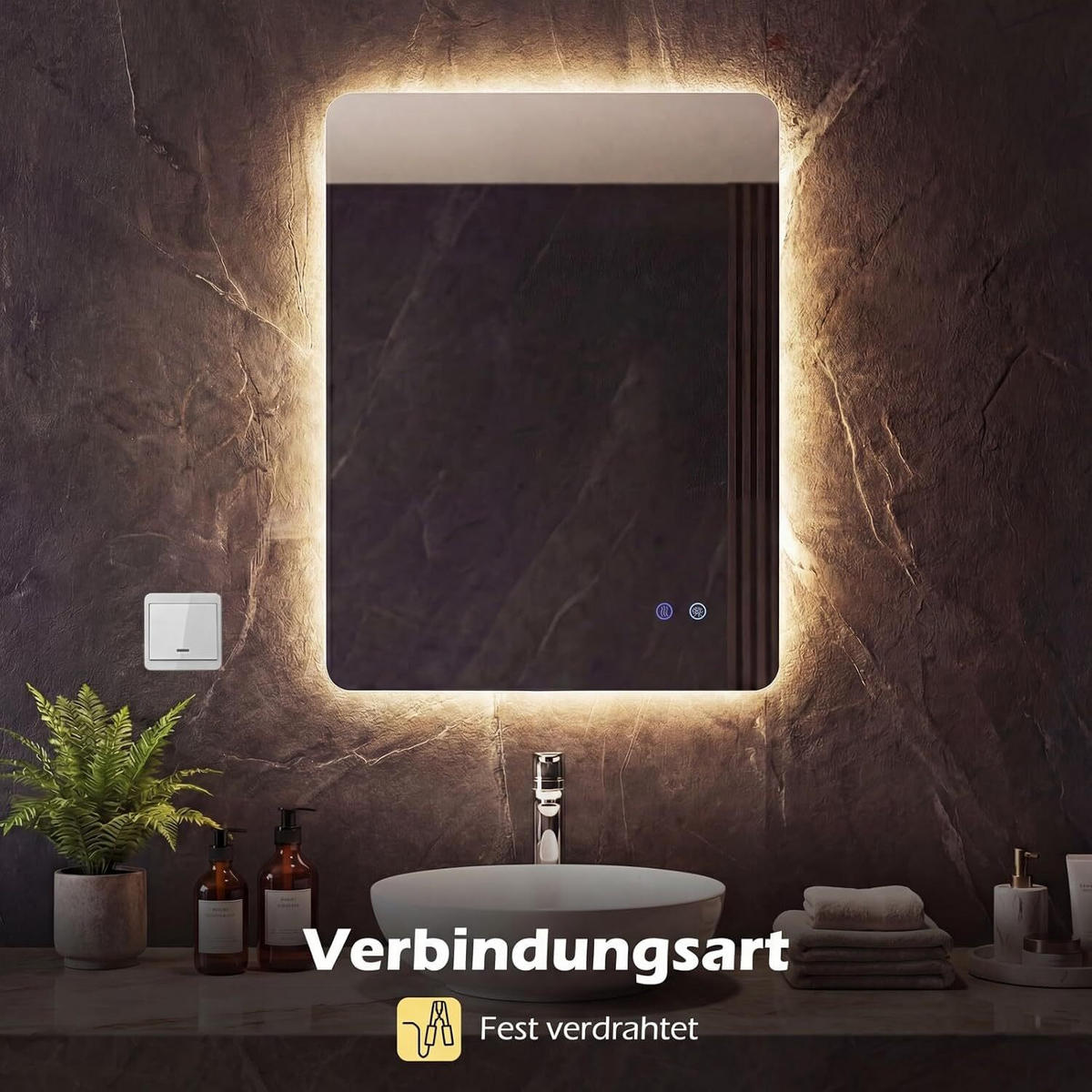 BADEZIMMERSPIEGEL rechteck silber - Silberfarben, Glas (60/80/3cm) - COSTWAY