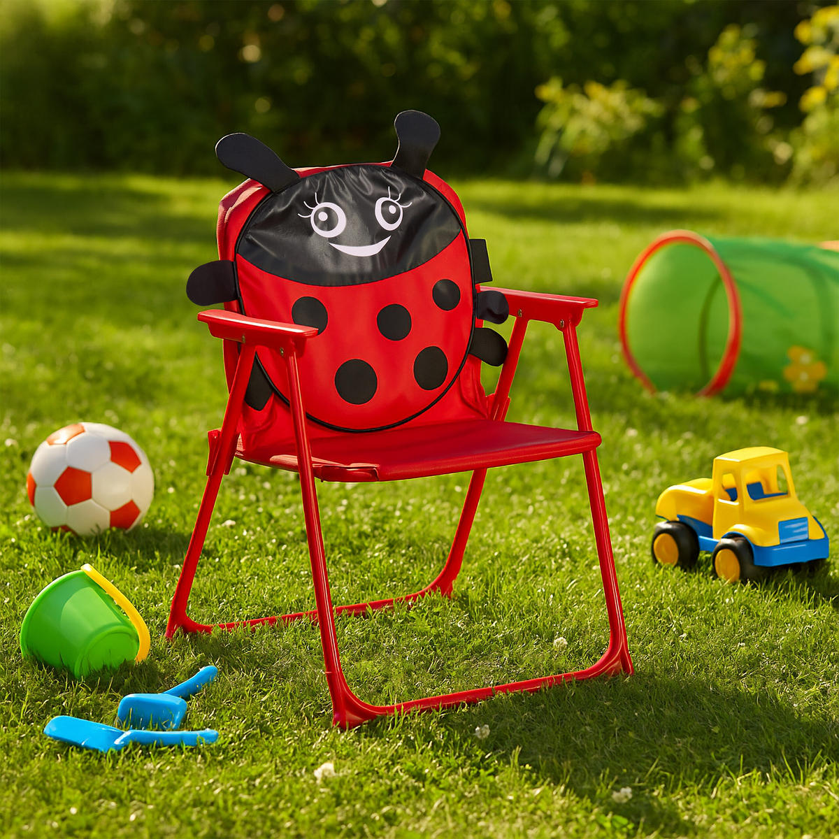 KINDER-KLAPPSTUHL - Rot, Textil/Metall (36/51.5/37.5cm) - Relaxdays