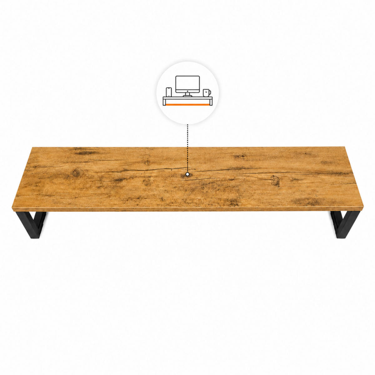 MONITORSTÄNDER MDF Metall Eiche Schwarz 90 x 20 x 10 cm erhöhte Ablage - Eichefarben, Holzwerkstoff (20/90/10cm) - Begryf