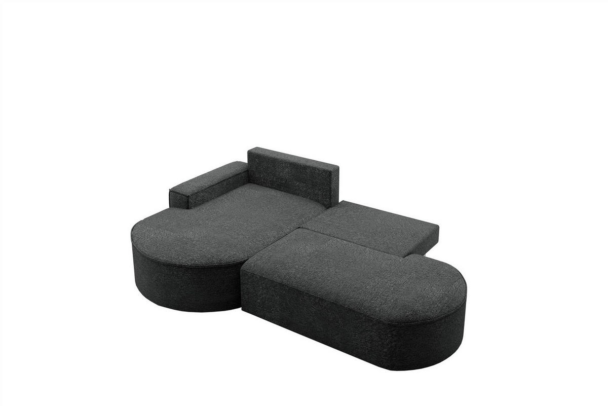 ECKSOFA Girona Mit Schlaffunktion - Schwarz, Holzwerkstoff/Textil (278/179cm) - Fun Möbel