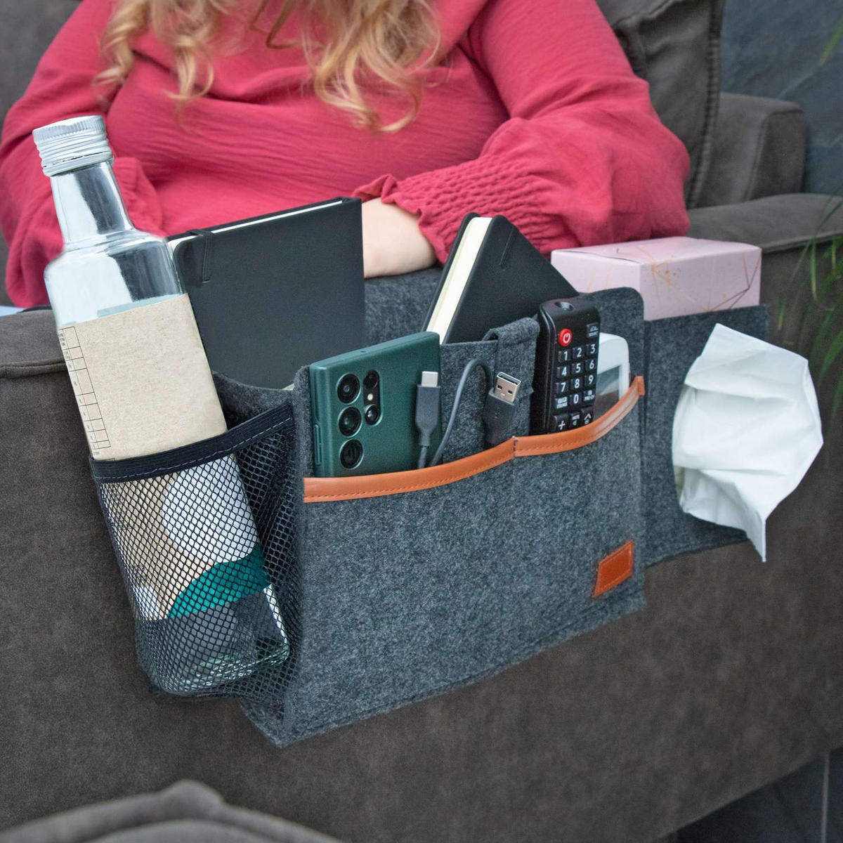 SOFA TASCHE - Dunkelgrau, Textil (11.3/19.5/41cm) - Intirilife