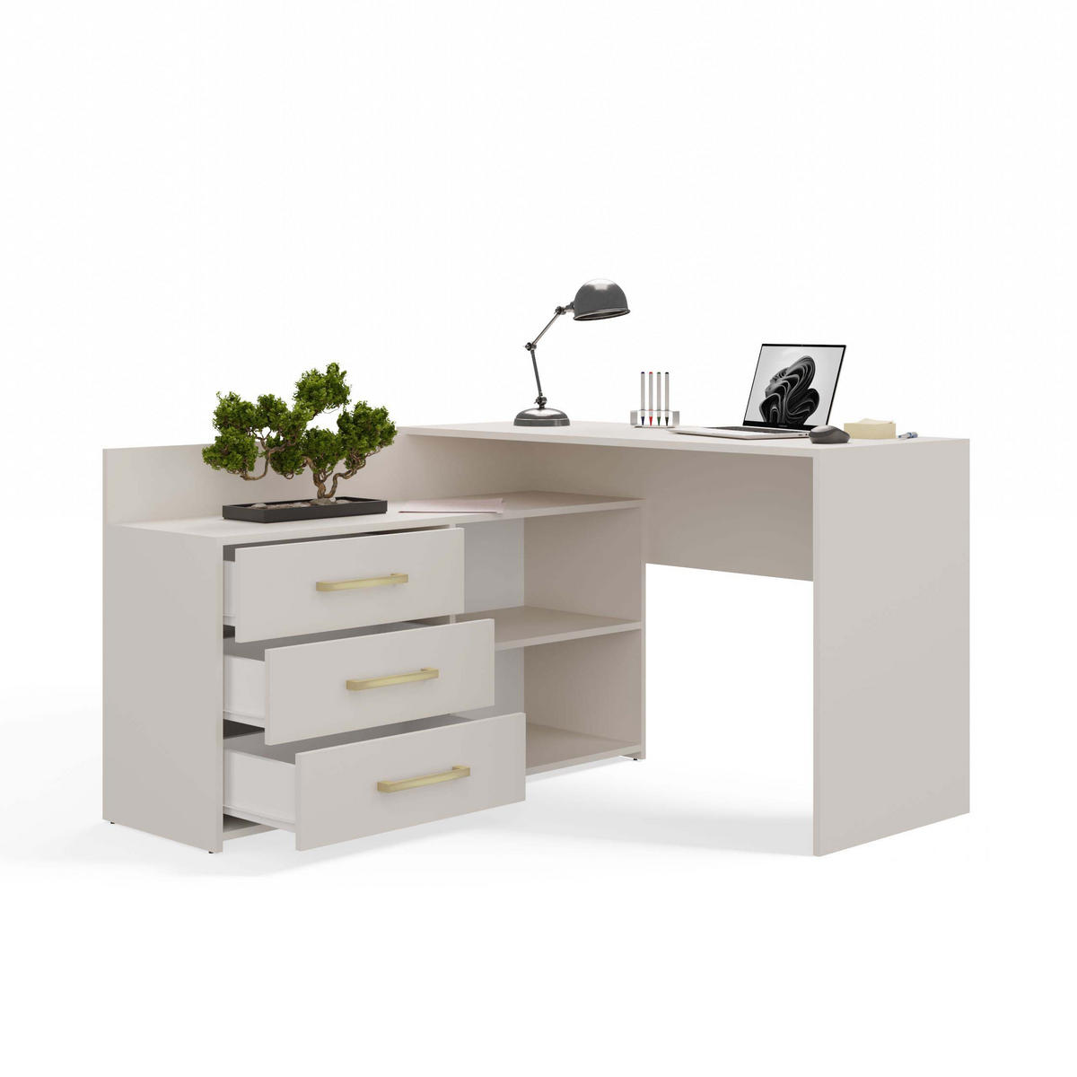 ECKSCHREIBTISCH DANY KASCHMIR BEIGE - Kaschmir, Holzwerkstoff (50/120/76cm) - CDF