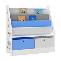 KINDERREGAL Neda - Blau/Weiß, Holzwerkstoff/Textil (71/74/23cm) - [en.casa]