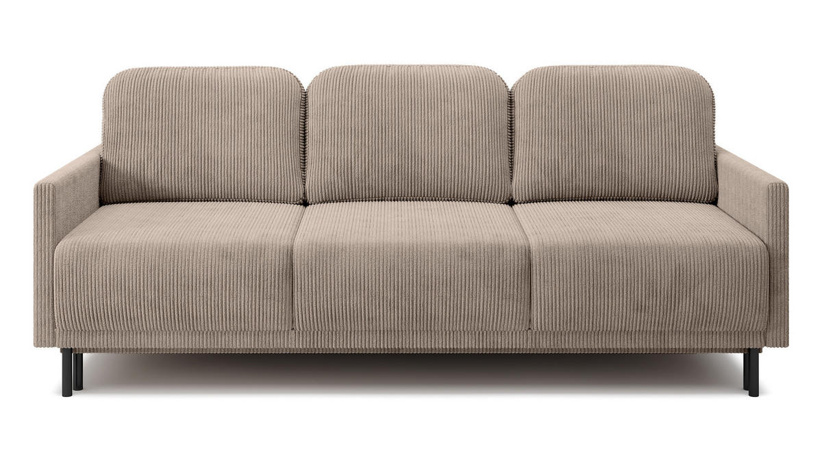 SCHLAFSOFA Hamiel Beige Cordbezug 212 cm - Beige/Schwarz, Holz/Textil (212/87/97cm) - Selsey