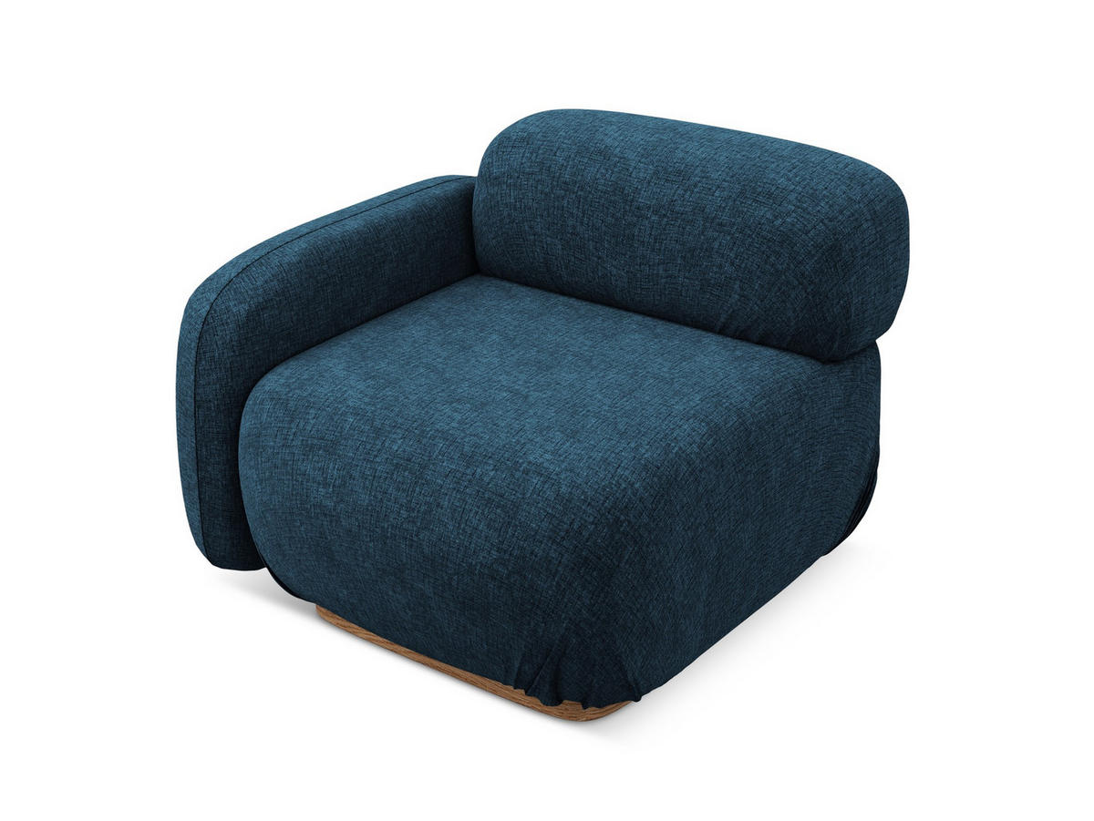SOFAELEMENT Links Chenille Stoff Blau - Blau/Braun, Holz/Textil (95/73/95cm) - Makamii