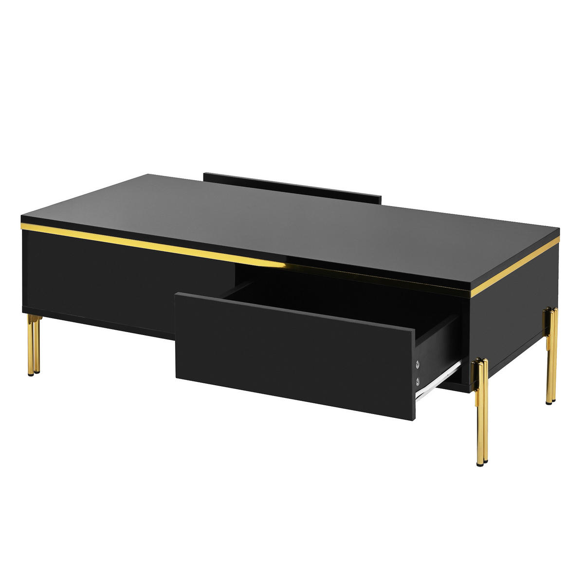 COUCHTISCH aus Spanplatte 100x50x36 cm in Schwarz mit doppelseitigen Schubladen - Schwarz, Holzwerkstoff (100/50/36cm) - Modfu
