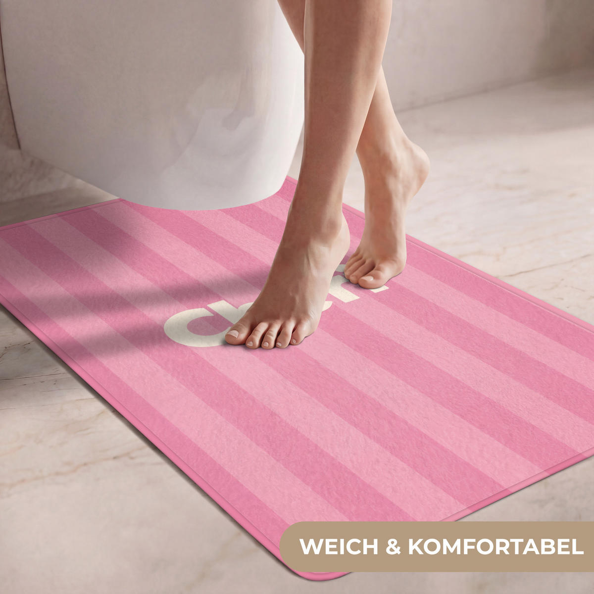 WC PŘEDLOŽKA Pruhované - růžové - Chéri 60x90 cm - růžová, textil/plast (60/1cm) - OnlyWow