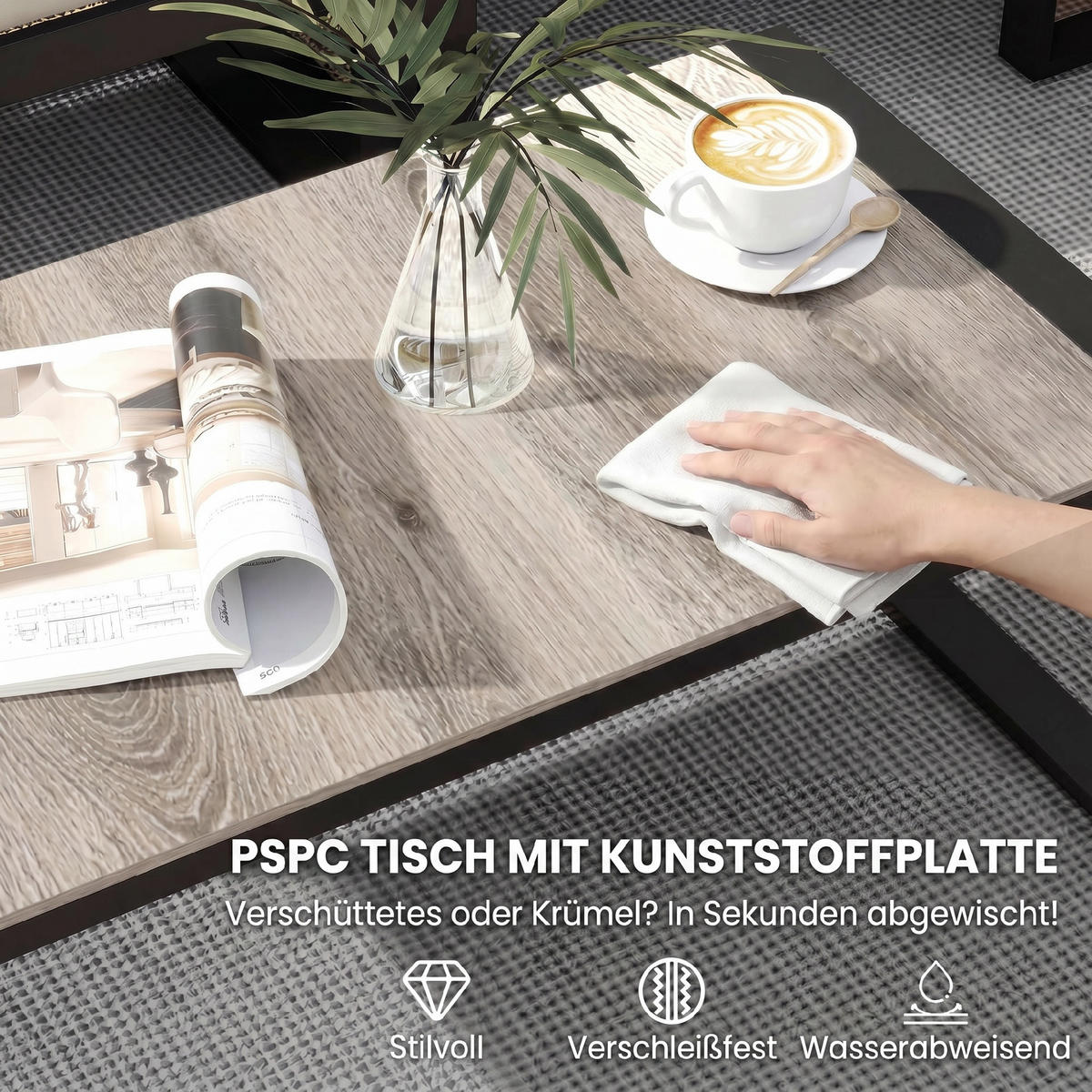 GARTENSET 4-teilig Beige 247.0/152.0/65.0 cm - Beige, Metall