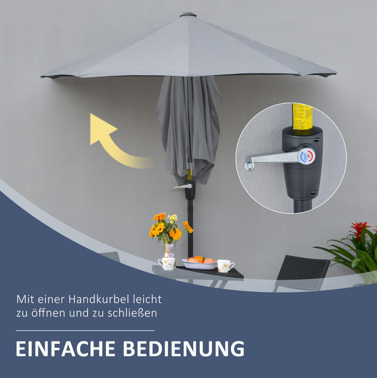 AMPELSCHIRM aus Stahl 294x294x250 cm in Orange mit Kurbel & Neigefunktion - Orange, Metall (294/294cm) - Modfu