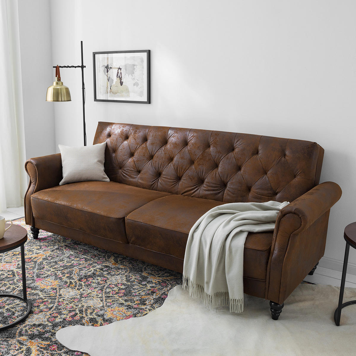 SCHLAFSOFA - Microfaser - Braun - Braun, Holz/Textil (221/83/95cm) - home24