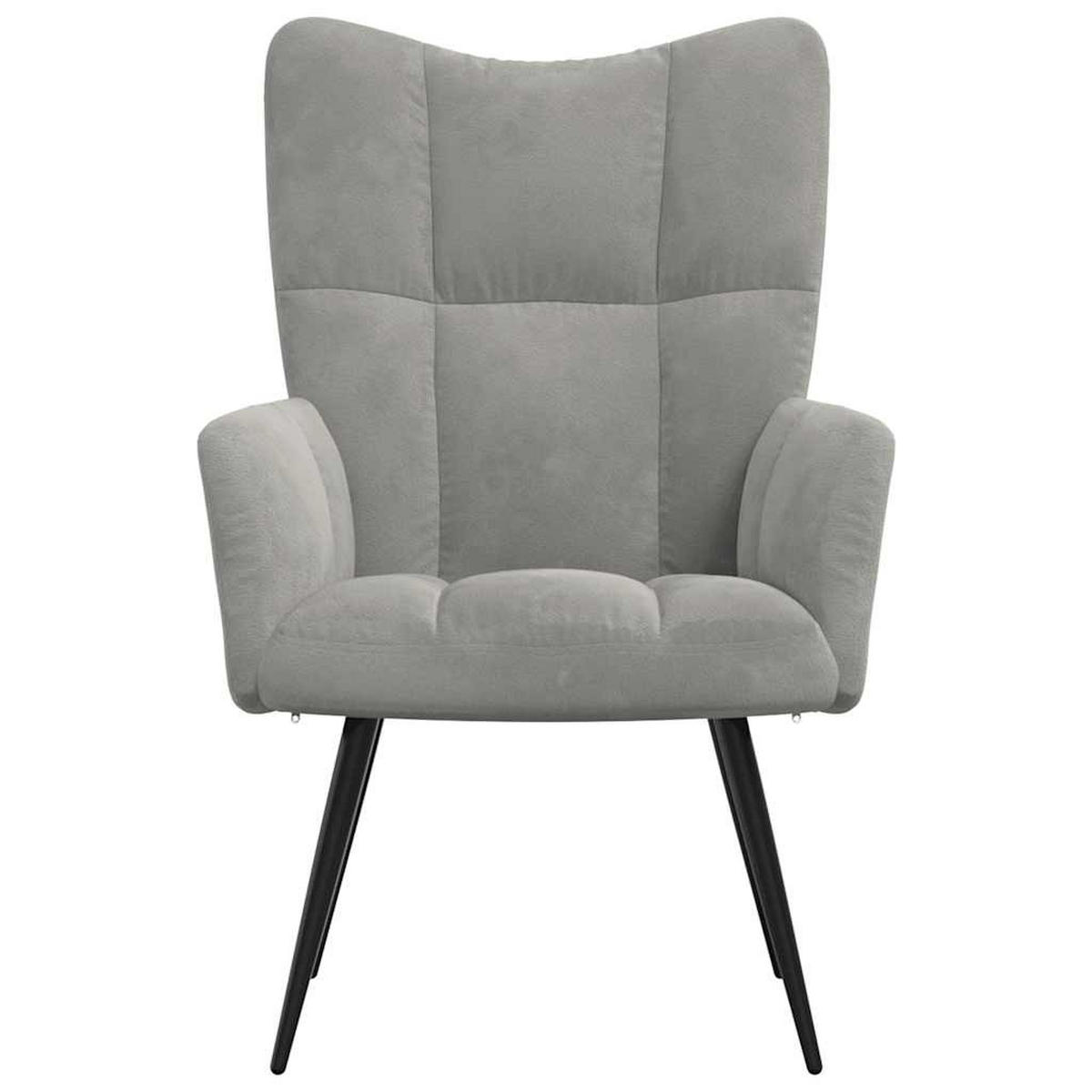 SESSEL mit Holzbeine 61/70/96,5 cm aus Samt Hellgrau - Hellgrau/Braun, Holz/Textil (61/96.5/70cm) - vidaXL