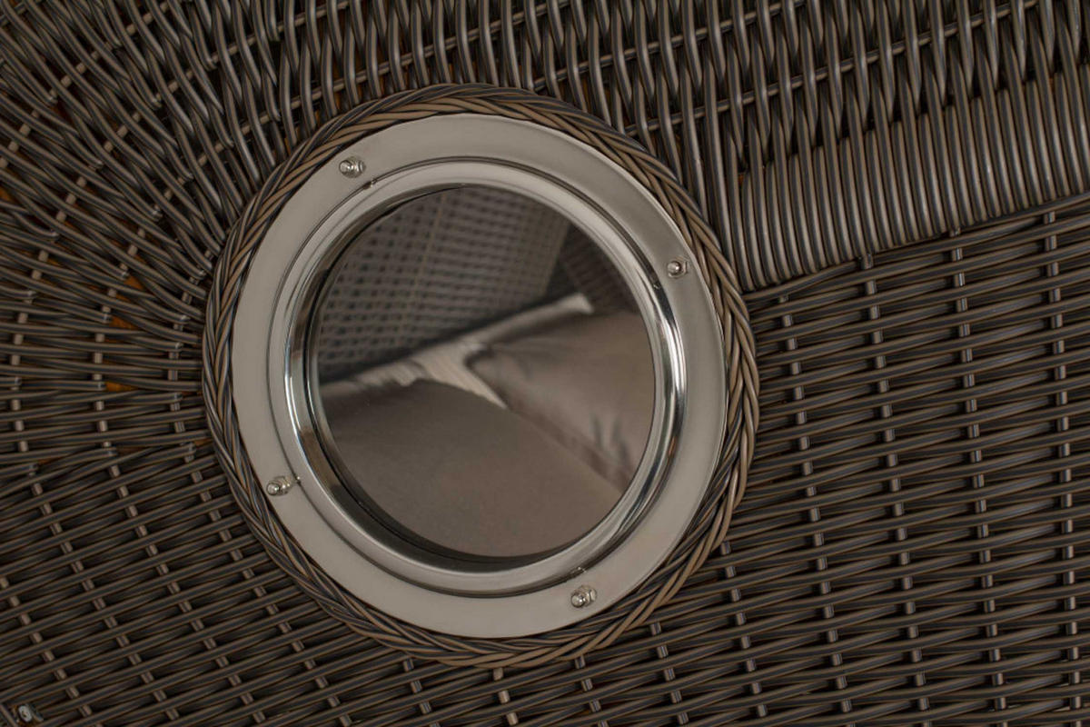 STRANDKORB XL Schillig Bullauge - Taupe/Braun, Metall (142/170/95cm) - Mr. Deko