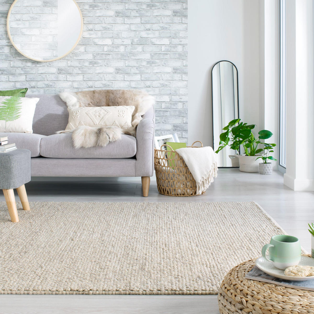 TEPPICH aus Wollmischung, handgewebt mit stilvollem Noppeneffekt, strapazierfähig Beige Rechteckig 200x290 - Beige, Textil (200/290cm) - KADIMA DESIGN