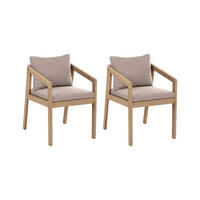 STUHL 2er-Set und Sitzkissen zertifiziertes Akazienholz Hellbraun Toscanella - Hellbraun/Beige, Holz (53/83/67cm) - Beliani