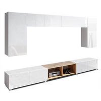 WOHNWAND Kossana 23 Modern Weiß/Goldene Eiche 300/43/154 cm TV Möbel - Weiß, Holzwerkstoff/Kunststoff (300/156/43cm) - AX Living