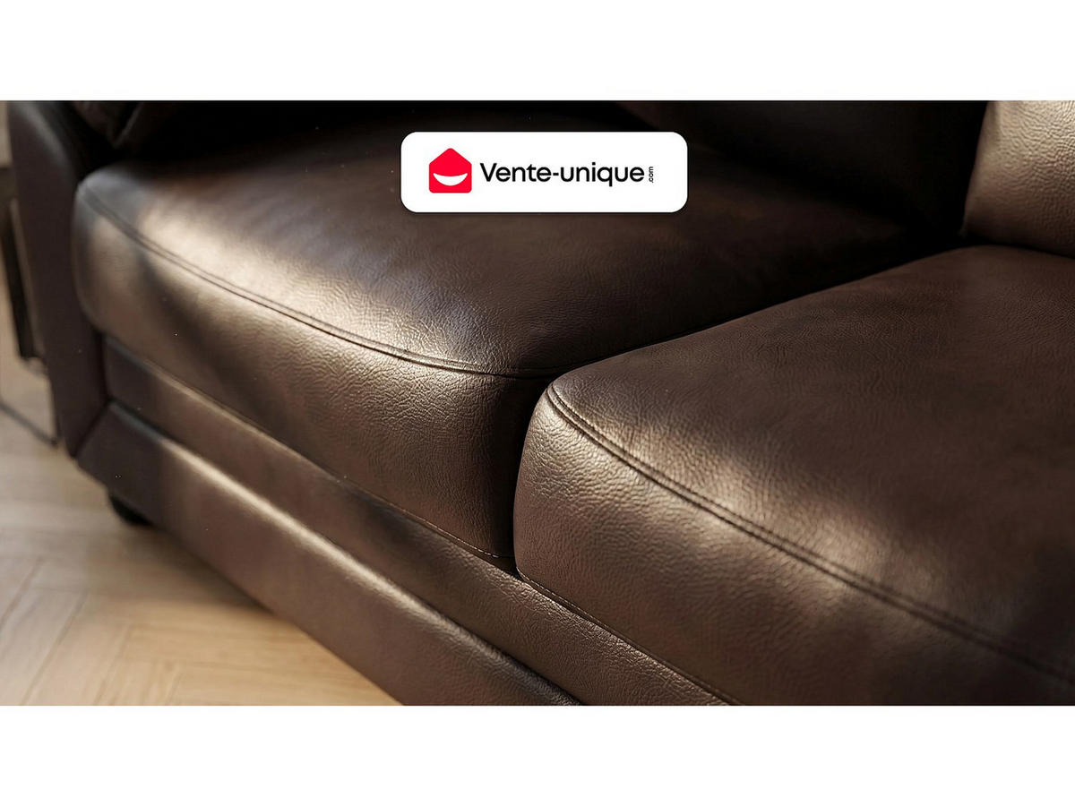 SOFA ohne Schlafmöglichkeit - 3 Personen - Kunstleder - Schwarz - Schwarz, Leder (201/88/82cm) - Vente-Unique