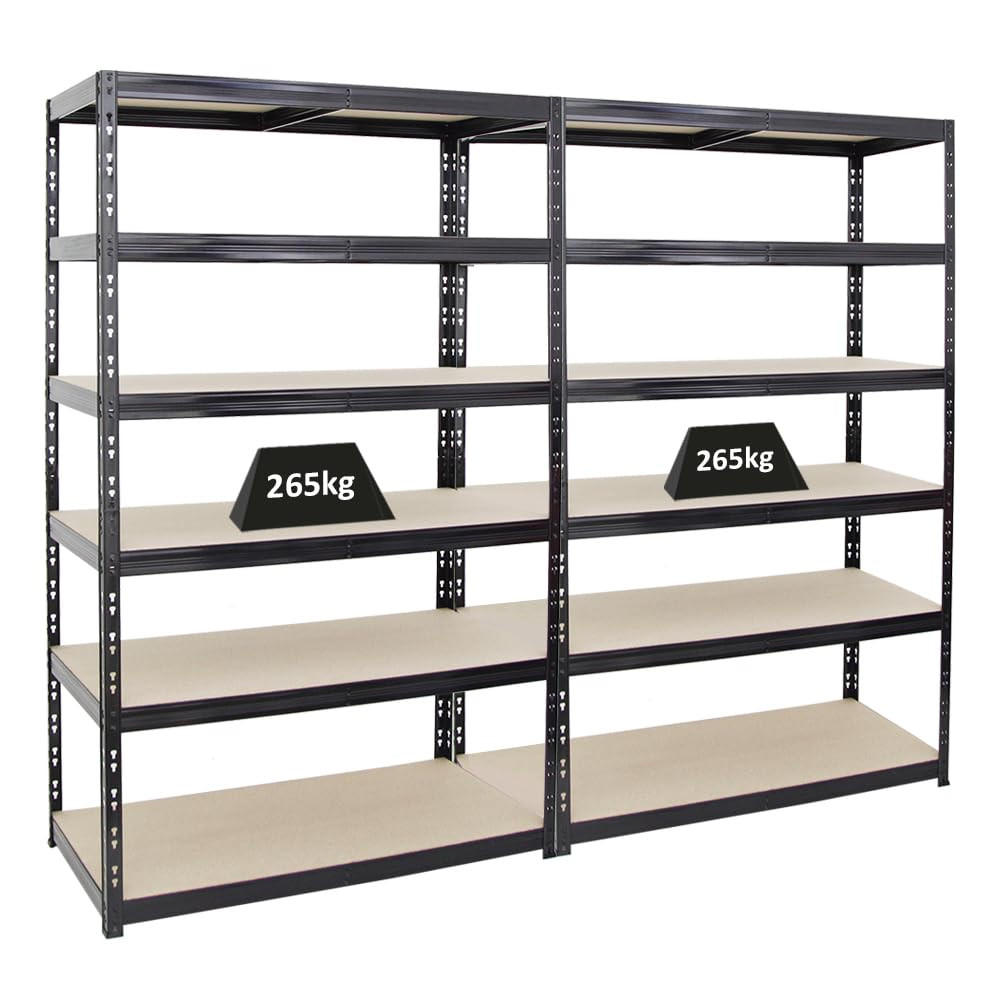 SCHWERLASTREGAL Giant Tiger 2er-Set mit 2x 200x120x60 cm Fachlast 265 kg 6-Ebenen Schwarz - Schwarz, Metall (240/200/60cm) - PROREGAL