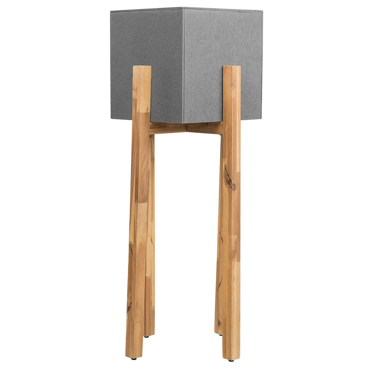 PFLANZENSTÄNDER Faserzement hellgrau mit Holzbeinen 95 cm Drimos - Hellbraun/Hellgrau, Stein (95cm) - Beliani
