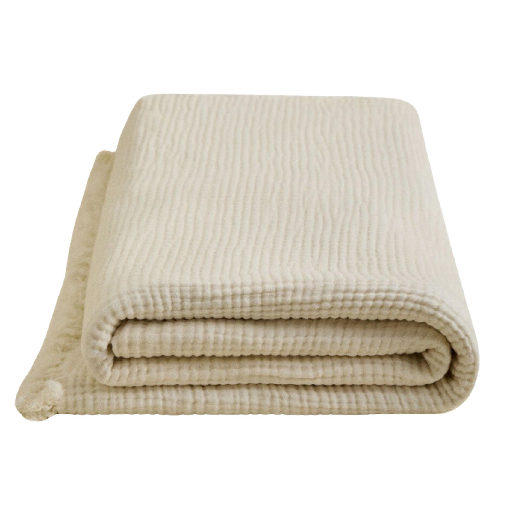 TAGESDECKE Baumwollmusselin 180x250 cm. Beige. - Beige, Textil (180/250cm) - SOWL