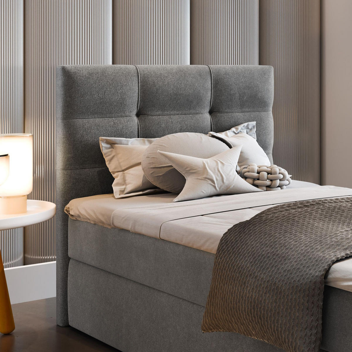 BOXBETT AMON 80 80x200 cm mit Matratze und Topper - Braun - Braun, Holz (80/200cm) - MASSENO