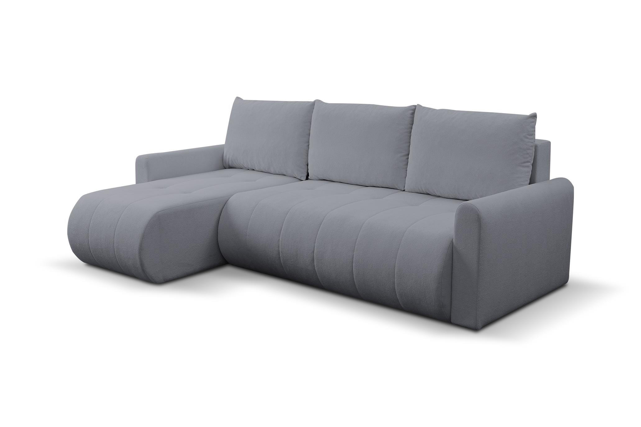 ECKSOFA Sprento Dunkelgrau, aus Boucle-Stoff, mit Schlaffunktion und Bettzeugfach - Dunkelgrau, Holzwerkstoff/Textil (230/149cm) - Bettso