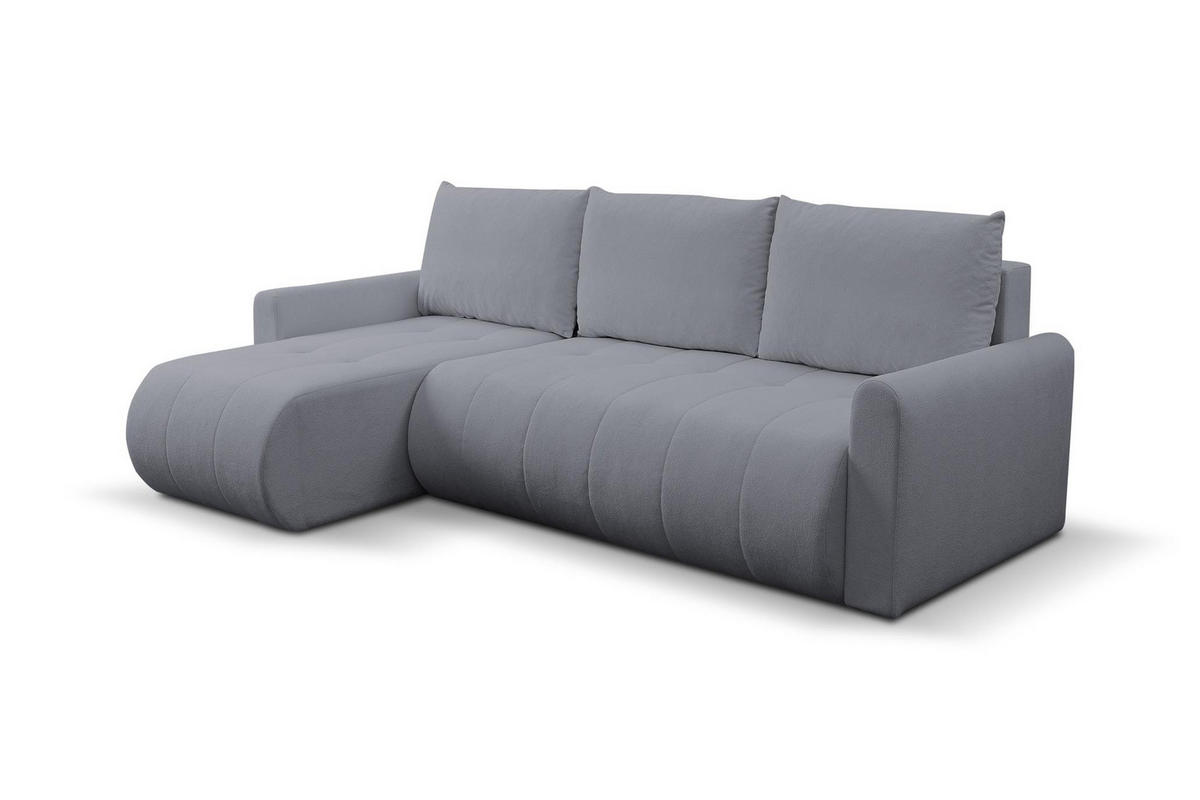 ECKSOFA Sprento Dunkelgrau, aus Boucle-Stoff, mit Schlaffunktion und Bettzeugfach - Dunkelgrau, Holzwerkstoff/Textil (230/149cm) - Bettso