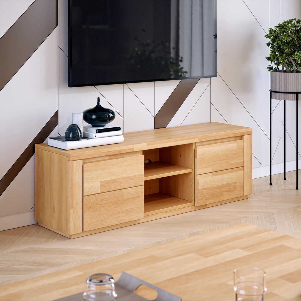 LOWBOARD Viborg - Buchefarben, Holz (37/47/140cm) - kiki design