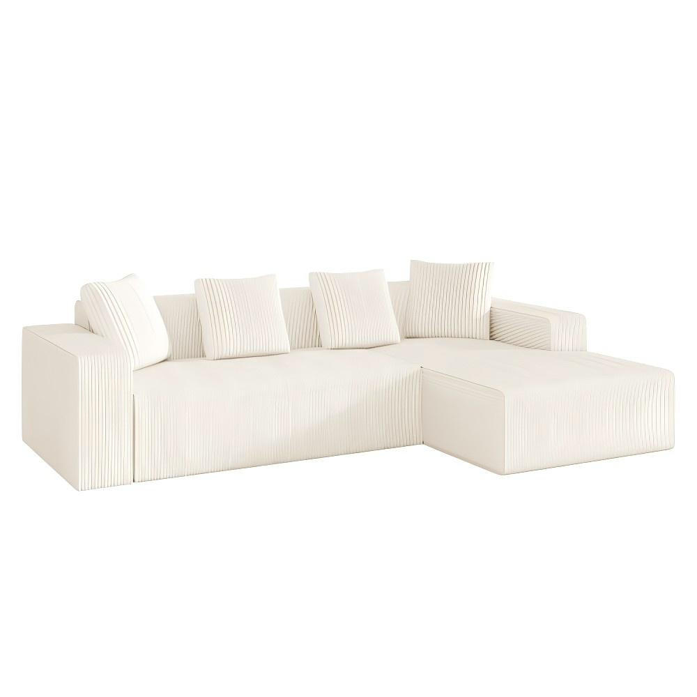 SOFA L-FORM, TIEFE SITZE, MODULAR - Weiß, Textil (146/261cm)
