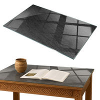 TISCHPLATTE 100x70 cm Natürliche Steinstruktur - Schwarz, Glas (0.4/100/70cm) - TULUP