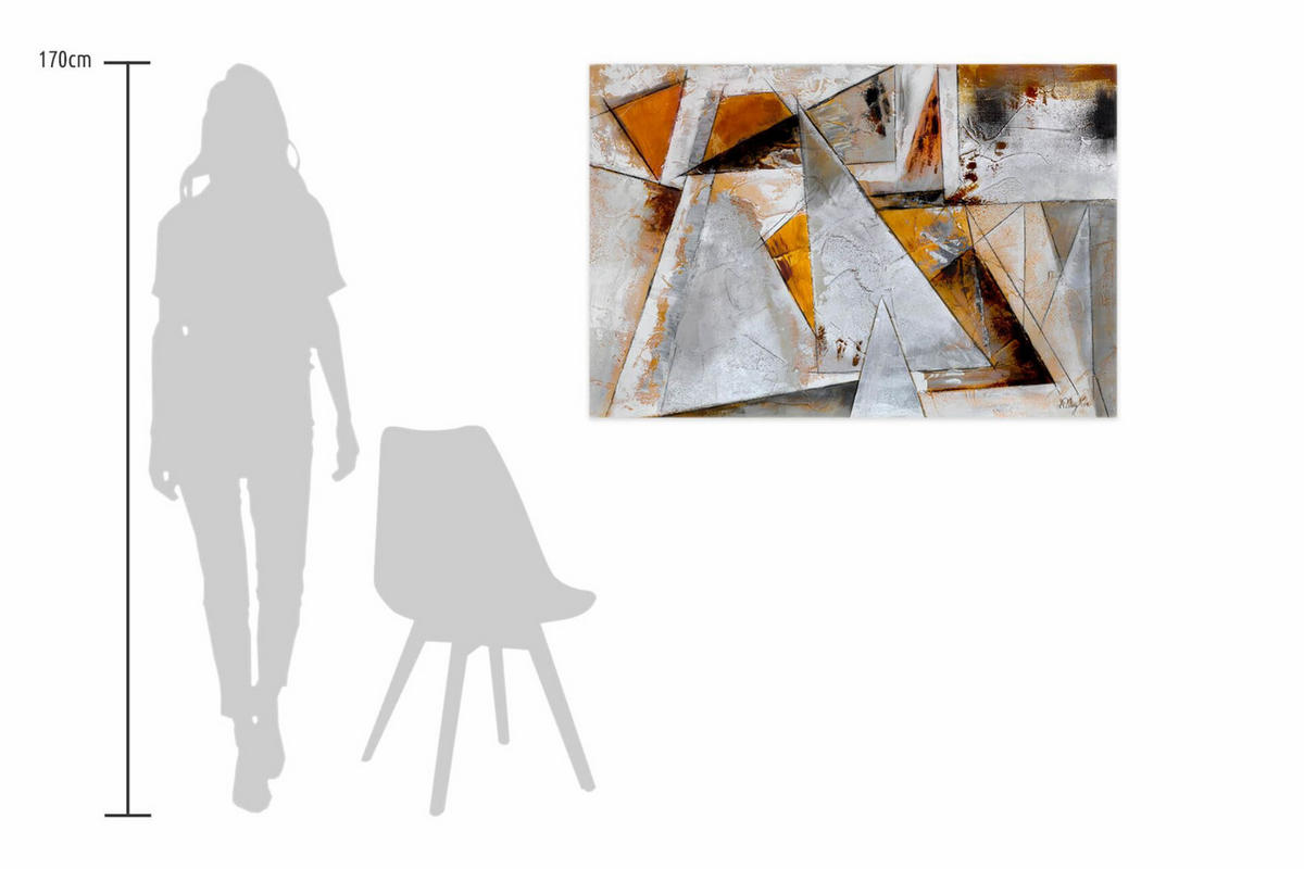 ACRYLBILD HANDGEMALT 120/80 cm - Braun/Grau, Holz/Textil (120/80cm) - KUNSTLOFT