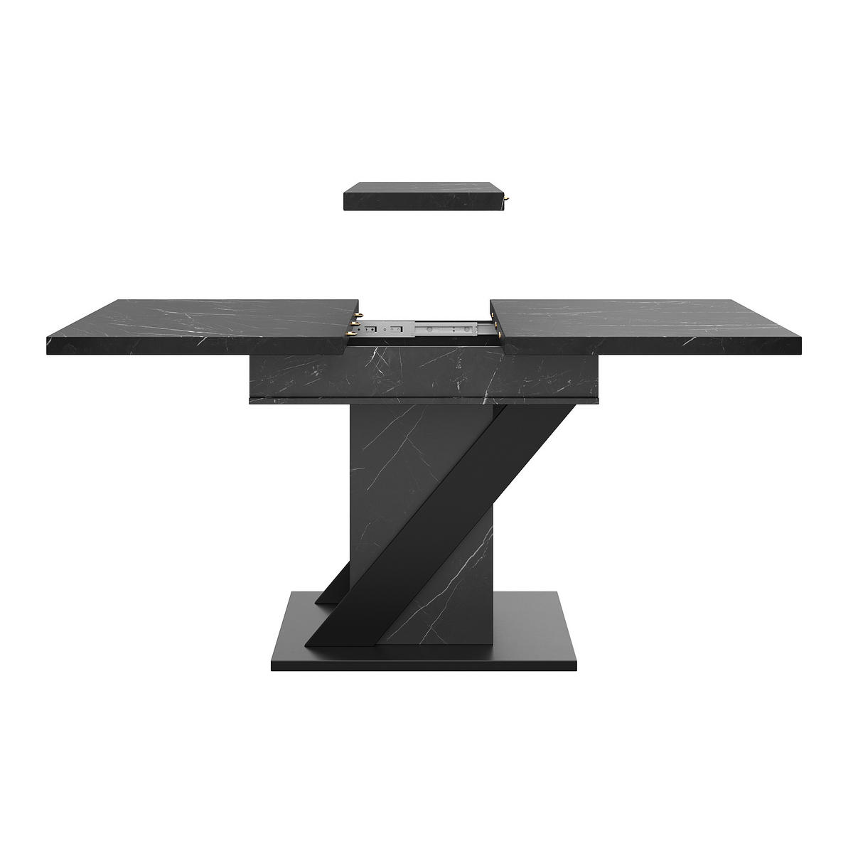 ESSTISCH ausziehbar 110-140/80/75 cm DE-39597 Schwarz Marmoroptik - Schwarz, Holzwerkstoff (80/110/75cm) - ComfortXL