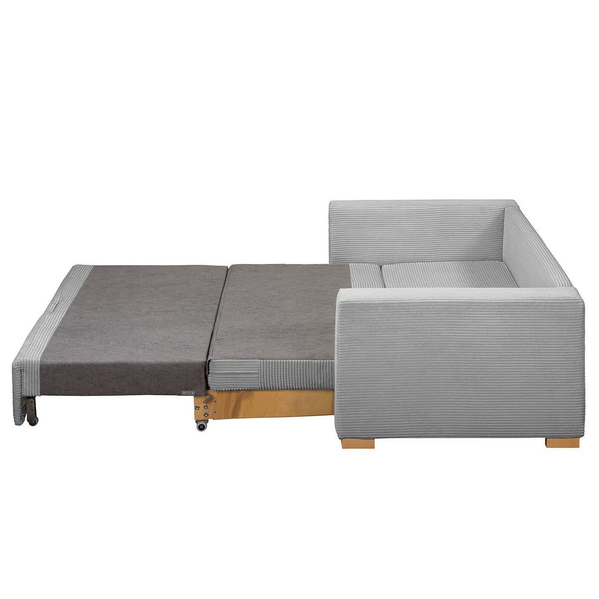 SCHLAFSOFA - Buchefarben/Hellgrau, Holz/Buchenholz (173/90/90cm) - home24