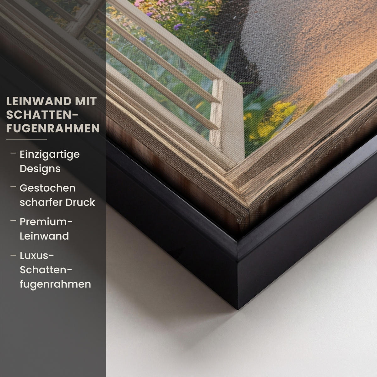 LEINWAND Bilder mit Rahmen - Aussicht - Blumen - Natur - Sonne - Weg - 30x40 - Hellgelb, Textil (30/40cm) - MuchoWow