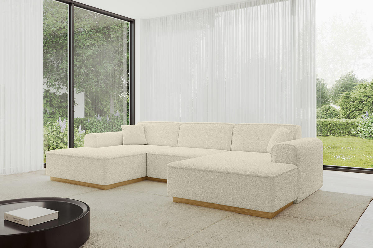 WOHNLANDSCHAFT IREA-U1-v2 - 297x165x81 cm Beige - Beige, Holzwerkstoff/Textil (297/81/165cm) - ALTDECOR