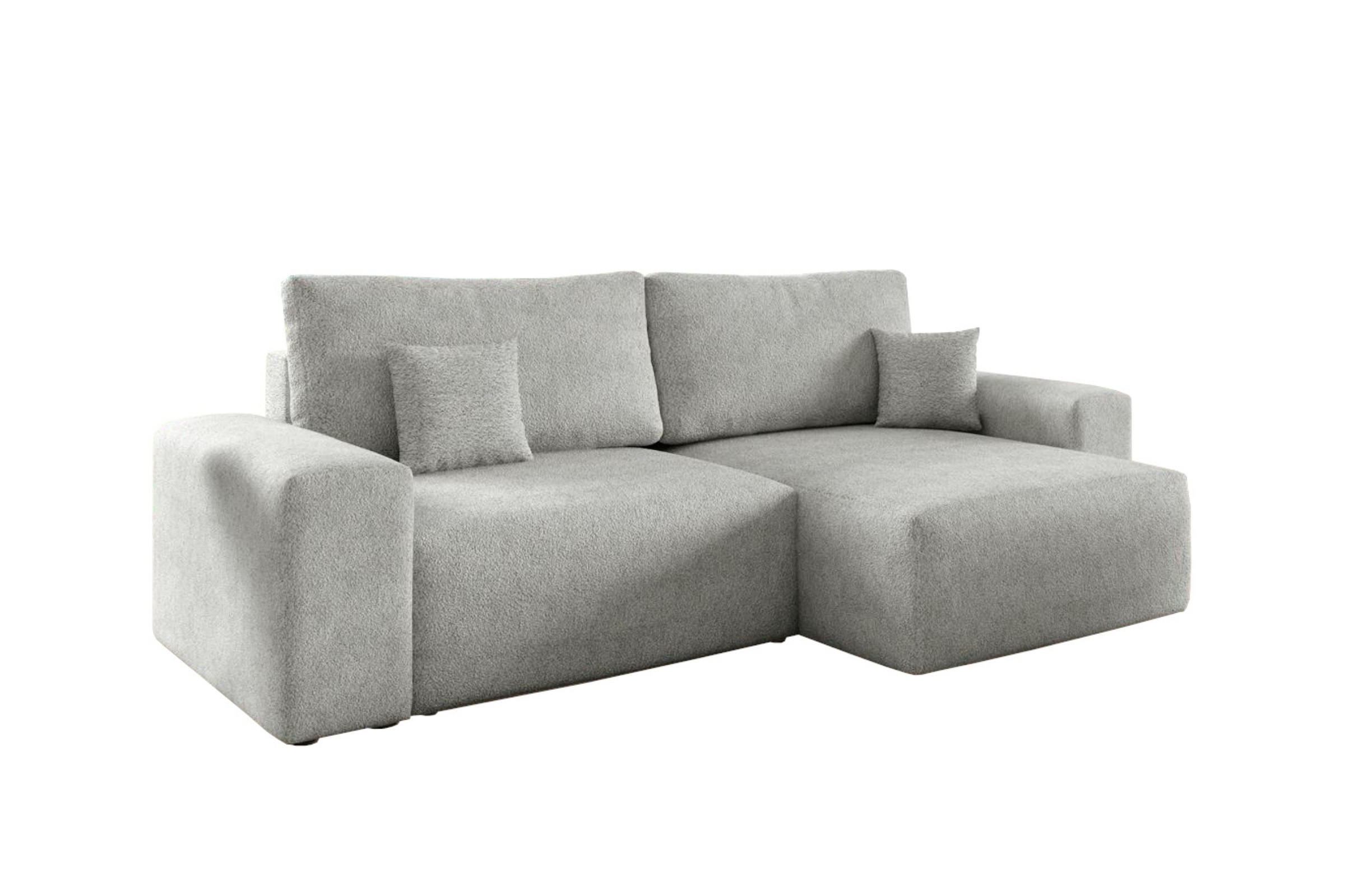 ECKSOFA MILKY 255/148 in Bouclé Hellgrau rechts - Hellgrau, Holz/Holzwerkstoff (255/148cm) - Deine Möbel 24
