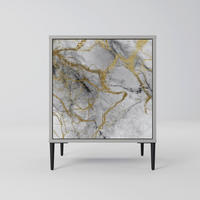 SIDEBOARD TIMELESS GLIDE, Grau, 57,5x42x72,5 cm, Schwarze Metallfüße - Multicolor/Schwarz, Holzwerkstoff/Metall (57.5/72.5/42cm) - SpaceRebels