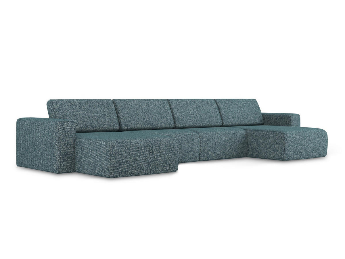 WOHNLANDSCHAFT Strukturstoff Stoff Blau - Blau/Blaugrau, Kunststoff/Textil (404/80/167cm) - Makamii