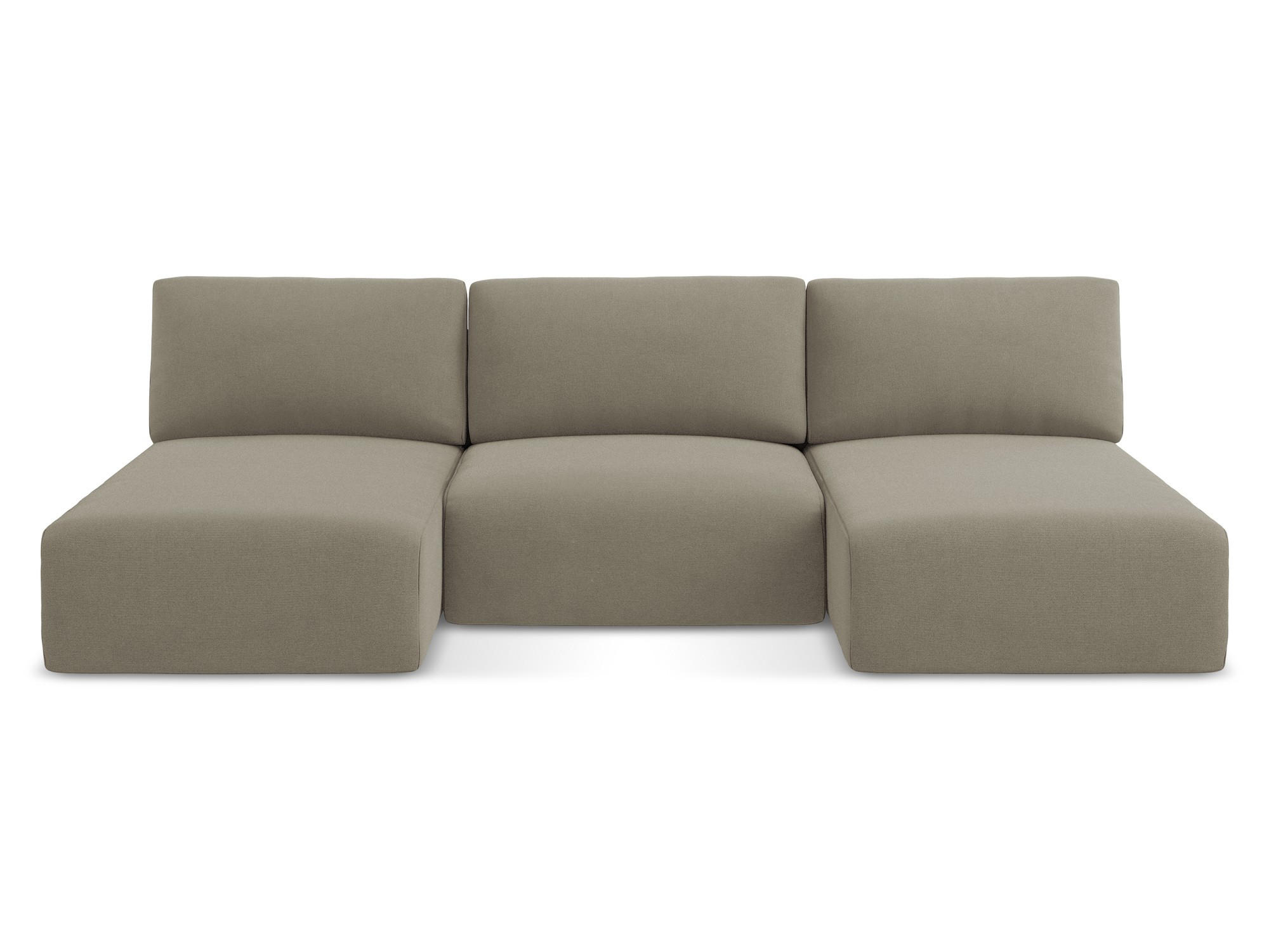 WOHNLANDSCHAFT Strukturstoff Stoff Beige - Beige/Schwarz, Kunststoff/Textil (304/79/149cm) - Makamii