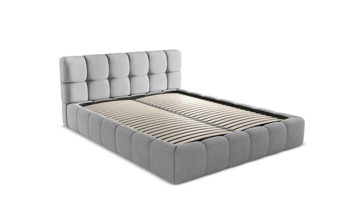 POLSTERBETT mit Bettkasten und Lattenrost 200x225 Grau - Schwarz/Grau, Kunststoff/Textil (160/200cm) - Makamii