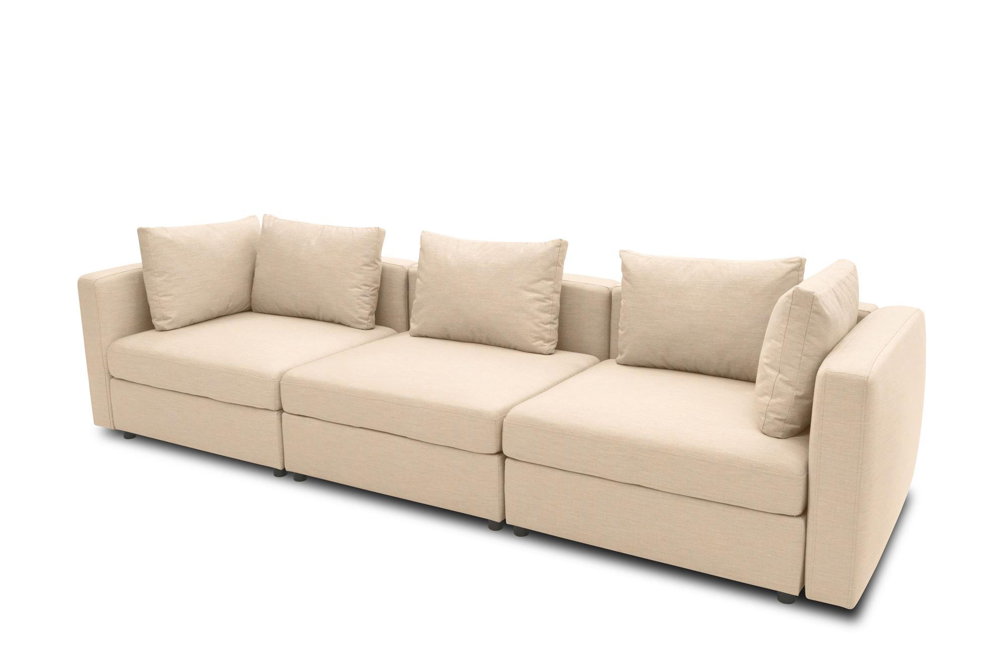 GARTENLOUNGE-SOFA 3-Sitzer Bozhana 312x67x96 mit Outdoorbezug in beige - Beige, Kunststoff (312/67/96cm) - 58aufmkessel