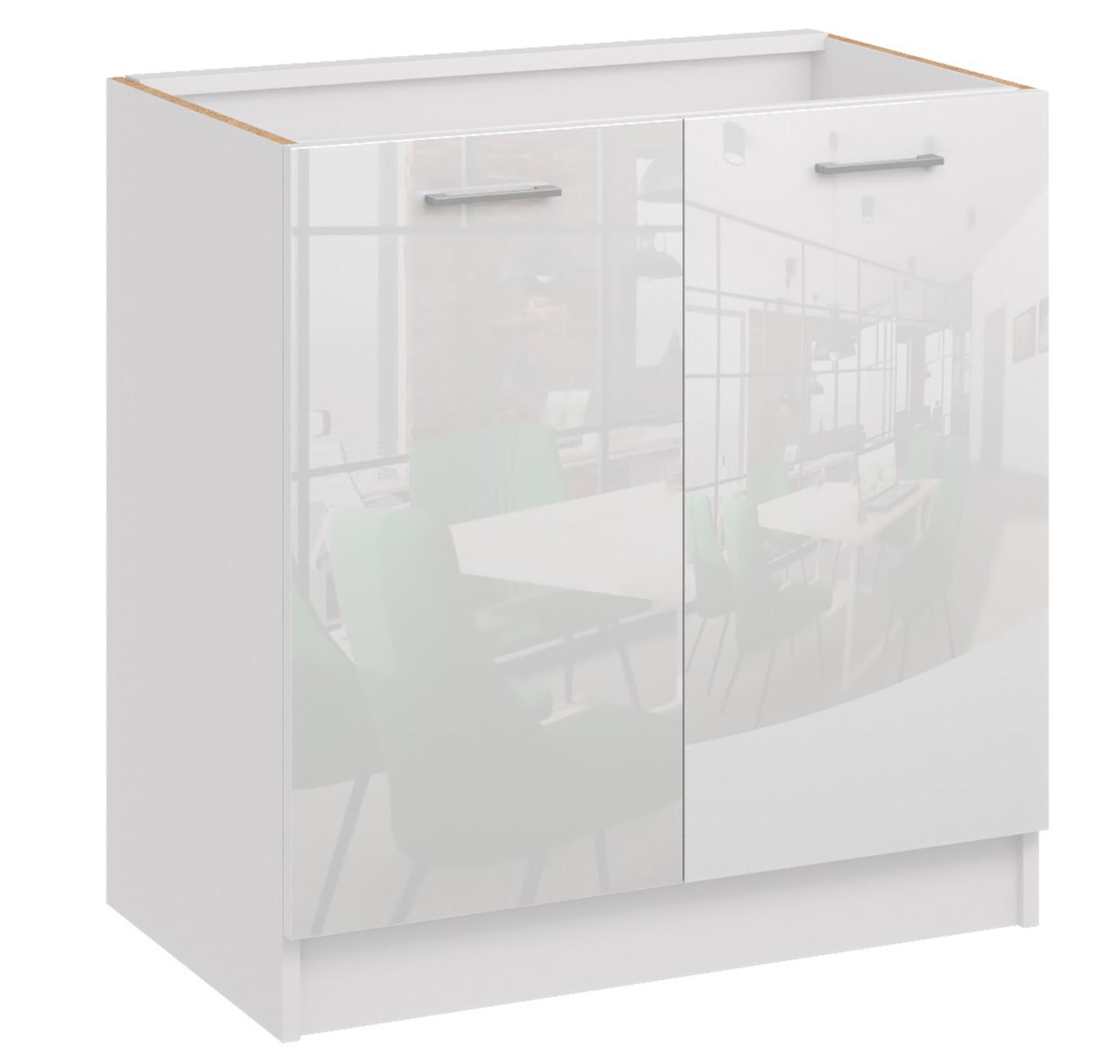 KÜCHENUNTERSCHRANK D80 2D weiss glanz - Weiß Hochglanz, Holzwerkstoff (80/82/44cm) - roe furniture