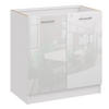 KÜCHENUNTERSCHRANK D80 2D weiss glanz - Weiß Hochglanz, Holzwerkstoff (80/82/44cm) - roe furniture