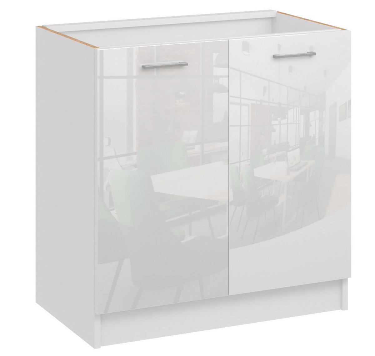KÜCHENUNTERSCHRANK D80 2D weiss glanz - Weiß Hochglanz, Holzwerkstoff (80/82/44cm) - roe furniture