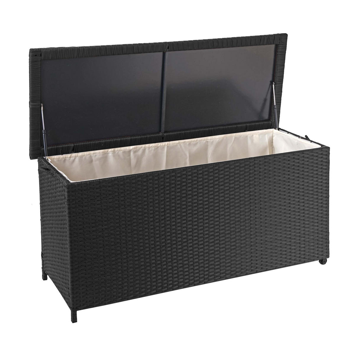KISSENBOX aus Poly-Rattan HxBxT 63x135x52cm Premium schwarz 320L - Schwarz, Kunststoff (135/63/52cm) - PROREGAL