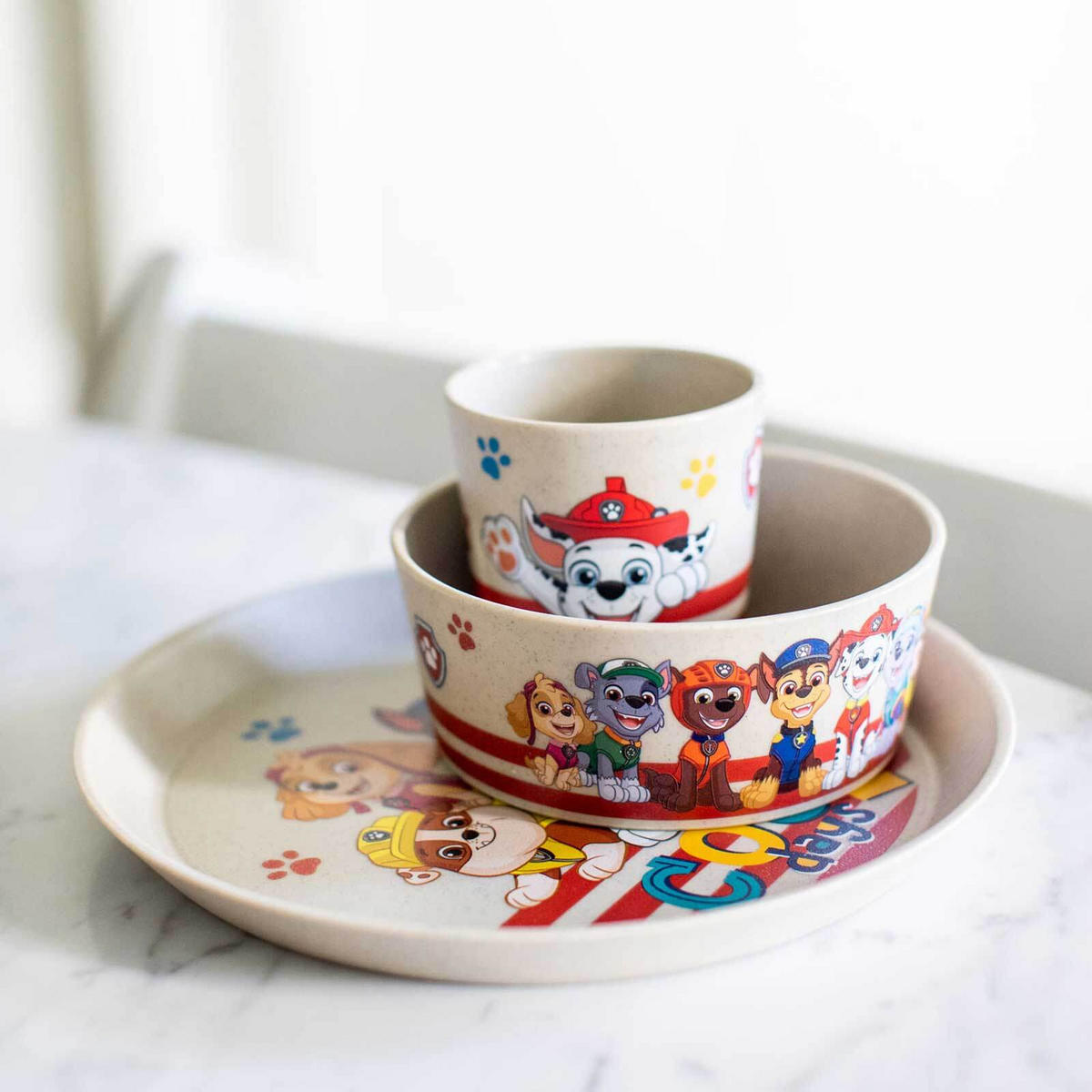 KINDERGESCHIRRSET Connect Paw Patrol organic sand 3er Set - Beige, Kunststoff (1/1/1cm) - Koziol