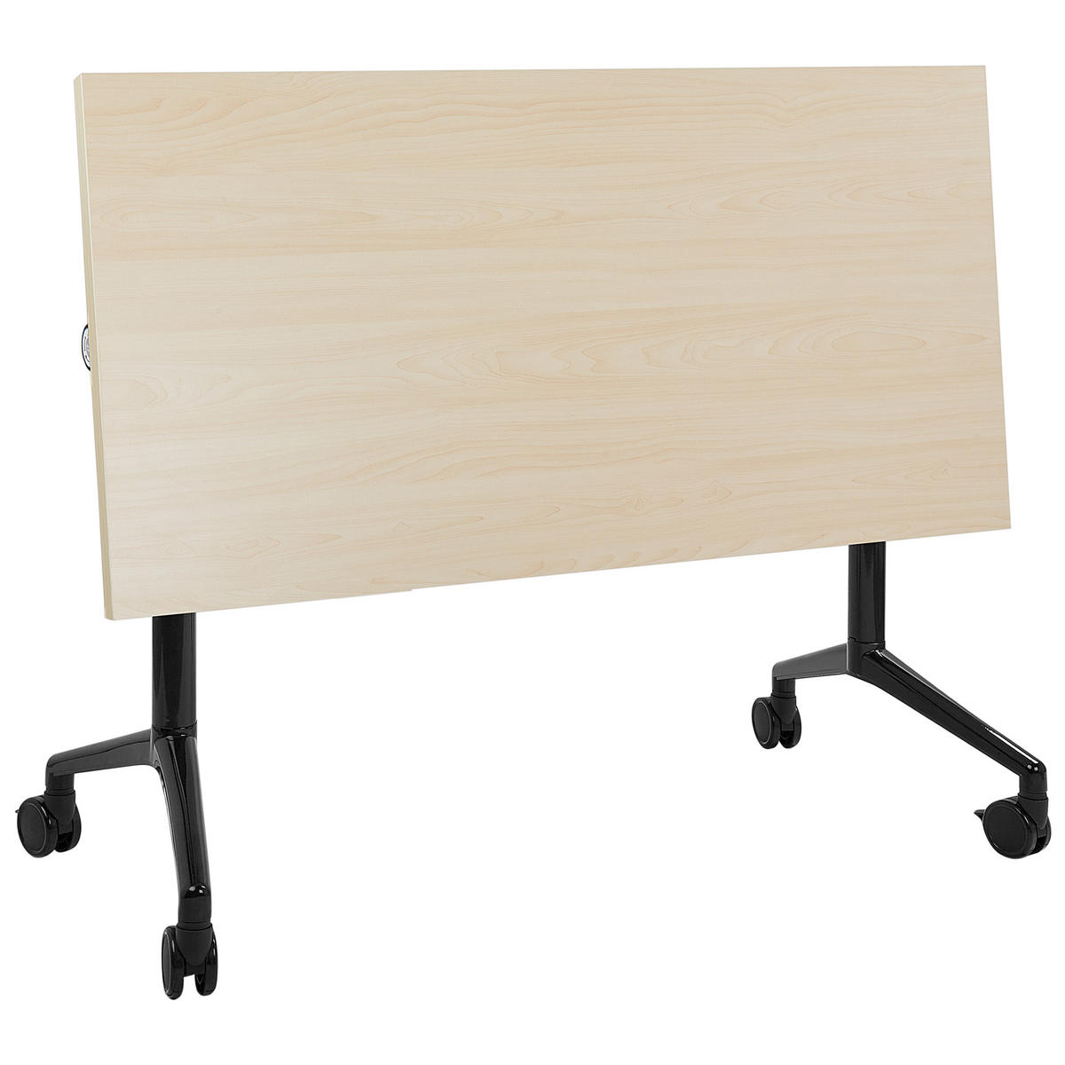 PSACÍ STŮL Skládací Světle hnědý 120/60 cm s kolečky Cavi - černá/hnědá, kompozitní dřevo (60/120/75cm) - Beliani