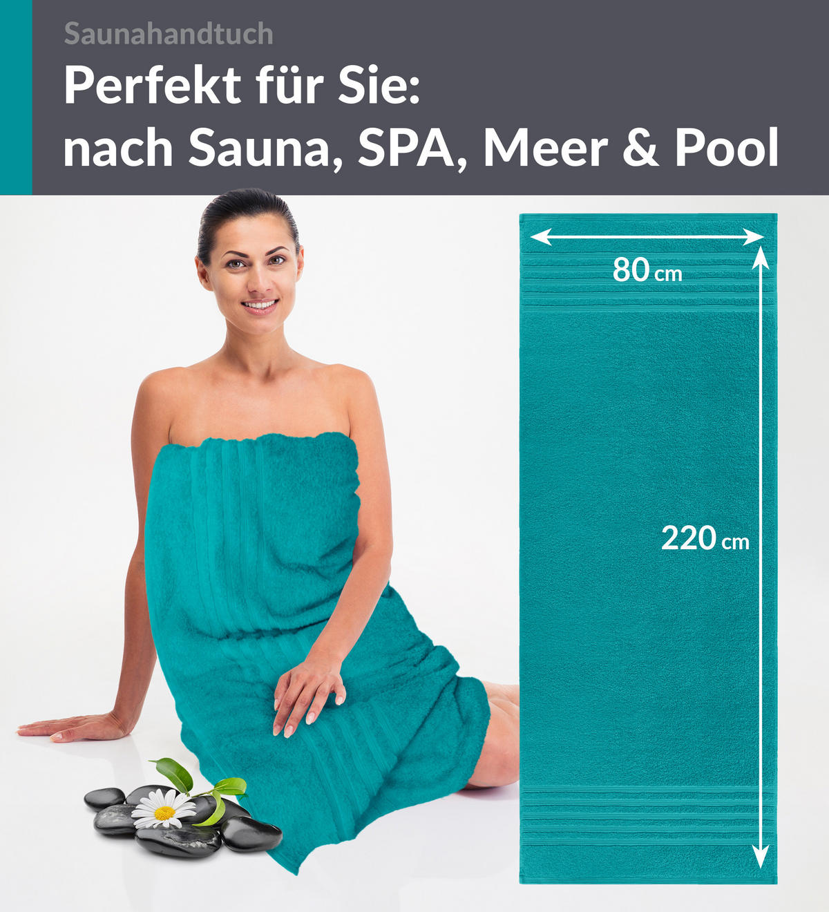 SAUNATUCH London Nautic Grün 80x220 cm - Smaragdgrün, Textil (80/220cm) - Lashuma