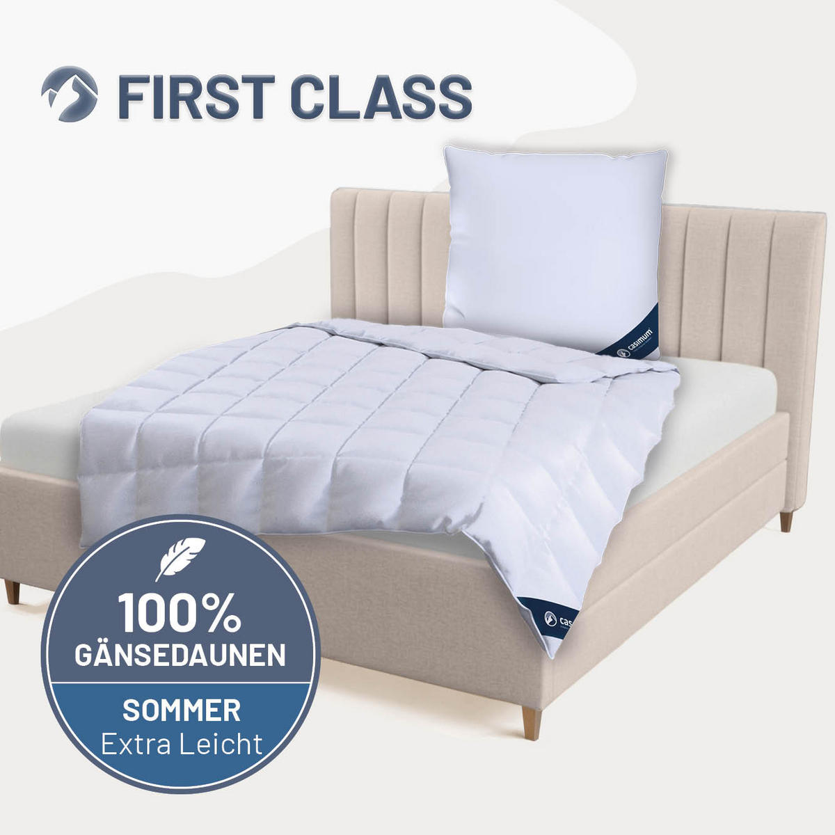 DAUNENDECKE 200x200 Extra Leicht, FIRST CLASS Sommerdecke 100% Gänsedaunen - Weiß, Textil (200/200cm) - casimum